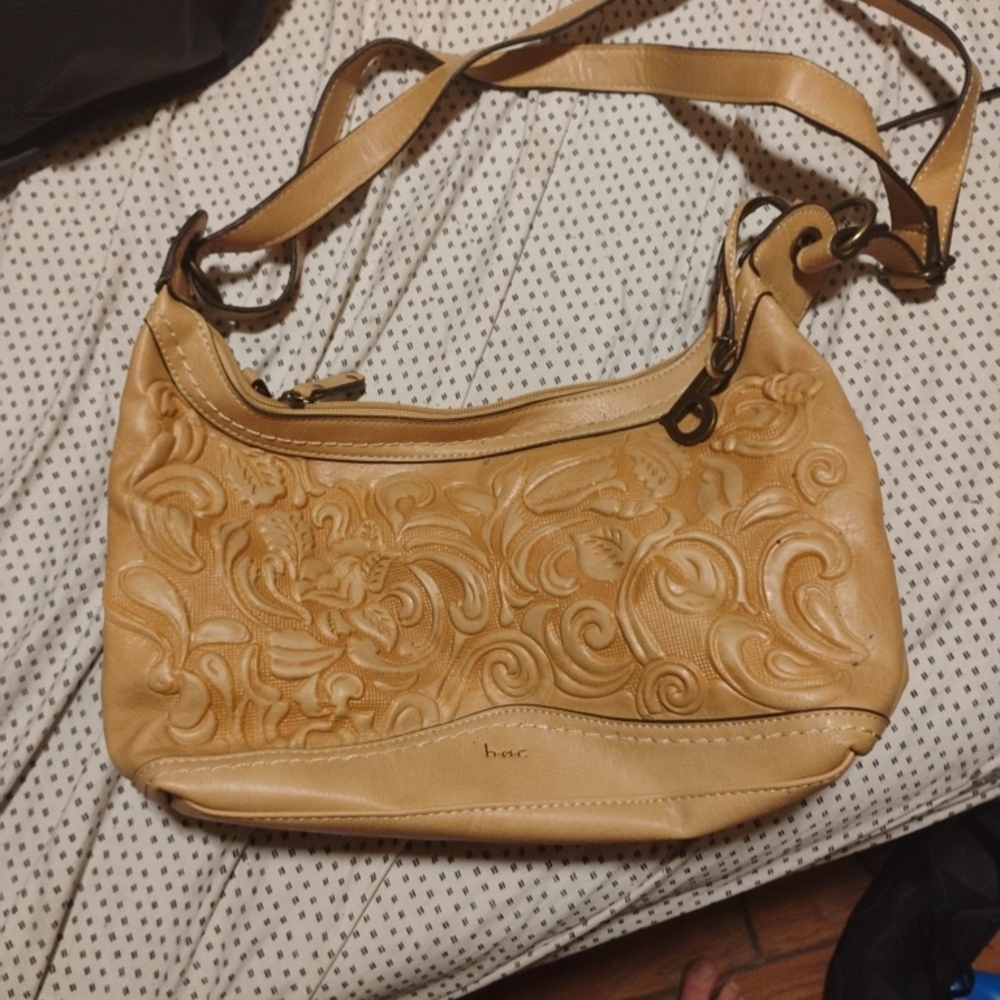 b.o.c. Tan Embossed Shoulder Bag